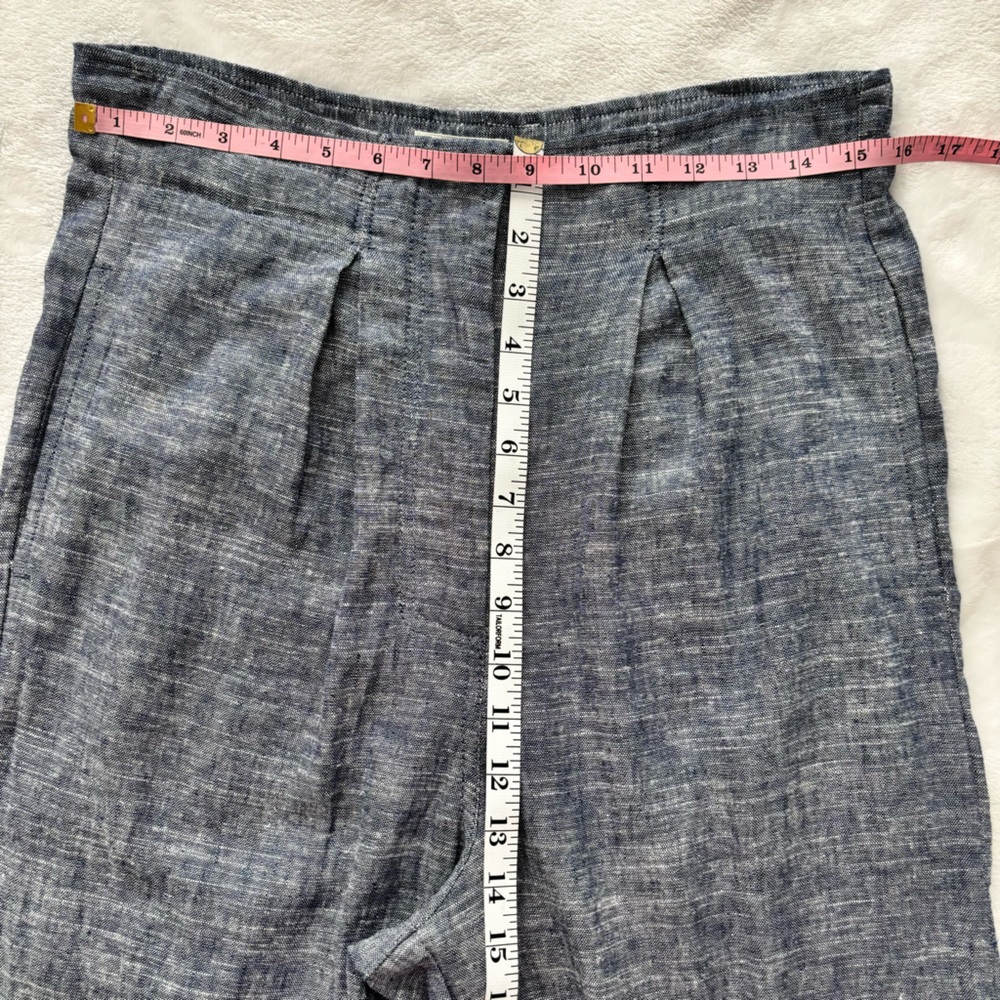 MAX STUDIO Wide Leg Pleated Blue Linen Blend Trousers--NWT--S - Picture 11 of 12